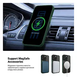 Чехол для Apple iPhone 15 Pro, Uniq MagCase, зеленый, противоударный, панель-накладка с MagSafe, ударопрочный TPU+PC, с магнитом MagSafe, поддержка полноценной беспроводной зарядки, ArmorStandart (ARM75322) - мініатюра 4