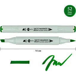 Набір спиртових маркерів Santi Brush SA-52 глибокий зелений 6 шт. (390971) - мініатюра 2