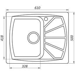 Гранітна мийка Globus Lux Tana чорний металік 610x500мм-А0001 000006135, Чорний - мініатюра 5