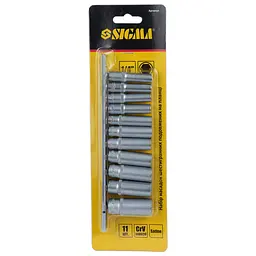 Набір насадок Sigma шестигранних подовжених 1/4" на планці 11 шт CrV (6003411) - мініатюра 5