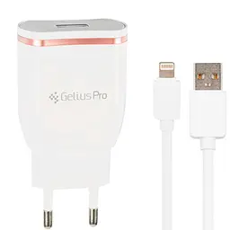 Мережевий зарядний пристрій Gelius Pro Exelon QC2.0 GP-HC02 1USB 2.1 A з кабелем Apple White Lightning