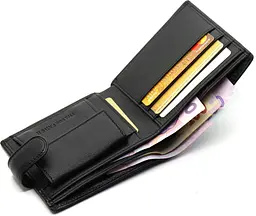 Шкіряне чоловіче портмоне на кнопці ST Leather ST-104-1 чорне 9,5 см - мініатюра 6