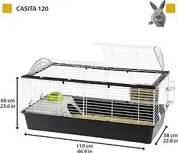 Клітка для кроликів та морських свинок Ferplast Casita 120 чорна 119x58x60 см 57067170 - мініатюра 2