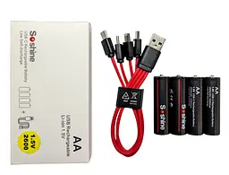 Перезаряджувані акумулятори Soshine AA 1,5 В, 2600 мВт·год, USB Type-C
