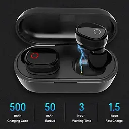 Бездротові навушники WK V20 TWS Bluetooth V5.0: 300 мА/год Siri Black - мініатюра 4