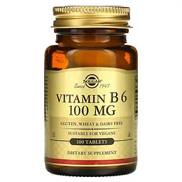 Пиридоксин (B-6) Vitamin B6 100 mg 100 таблеток Solgar vit0005125
