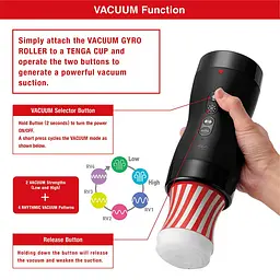 Автоматичний мастурбатор Tenga VACUUM GYRO ROLLER SET, ротація та вакуум, сумісний з Tenga Cup - мініатюра 4