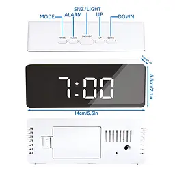 Настільний дзеркальний годинник Beluck Mirror Clock 1 з термометром - мініатюра 3
