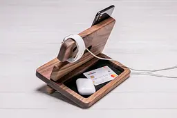 Дерев'яний тримач для телефона/годинника iWatch на робочий стіл ecoWalnut - мініатюра 3