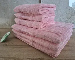 Набір турецьких махрових рушників Cestepe 50х90 3 штуки + 70х140 3 штуки Bamboo Cicek Pink - мініатюра 5