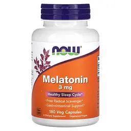 NOW Мелатонін, Melatonin 3 мг - 180 капсул