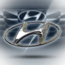 Емблема Hyundai 145х72 мм (2 напрямні + скотч) Хром (OEM: 86300-4R100, 863004R100)
