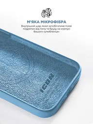 Силиконовый чехол с MagSafe для Apple iPhone 15 Pro, ICON2 MagCase, голубой, противоударный, панель с мягкой подкладкой, защита всего корпуса, поддержка беспроводной зарядки, совместим с защитными стеклами и пленками, ArmorStandart (ARM77008) - мініатюра 7