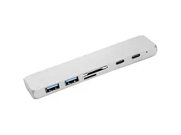 Мультипортовий адаптер PowerPlant CA911684 Type-C - HDMI 4K, USB 3.0, USB Type-C, SD, microSD