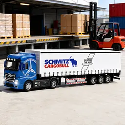 Колекційна металева модель вантажівки Mercedes-Benz Actros з напівпричепом Schmitz Cargobull з інерцією, світлом та звуком 31 см - мініатюра 5