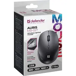 Комп'ютерна мишка Defender Auris MB-027 бездротова 3 кн. до 1600 dpi безшумна чорна (52027)