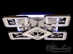 Дизайнерська стельова LED-люстра для вітальні Diasha S8157/4+1HR LED 3color — хром, 90 Вт, 43×43 см - мініатюра 2
