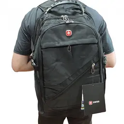 Рюкзак чорний з дощовиком 32 літри з USB та AUX виходами Swiss Bag 8810 - мініатюра 3