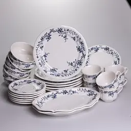 Столовий набір посуду Yiwu Vintage YY78-10A фарфоровий, 32 предмети на 6 персон, синій візерунок - мініатюра 5