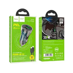 Адаптер автомобільний HOCO Type-C to Lightning CableTransparent Discovery Edition dual port Z47A - мініатюра 5