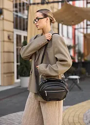 Сумка через плече жіноча бананка Sambag Pure чорна 30 × 17 × 10 см (85515001) - мініатюра 4