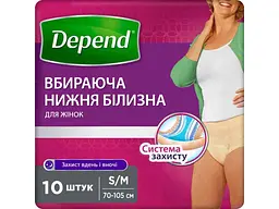 Спідня білизна Поглинальна DEPEND р.S/M 10шт трусики-підгузки (жіночі)