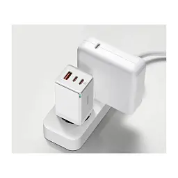 Зарядний пристрій Baseus 2xUSB-C 65W + 1xUSB GaN + cable USB-C to USB-C 100W 1.0m white (CCGP120202) - мініатюра 8