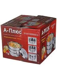 Каструля-пароварка (мантишниця) A-Plus 3 яруси 6 літрів нержавіюча сталь, A-plus 84328 - мініатюра 9