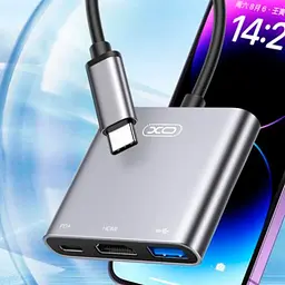 USB-Хаб XO HUB011 3 in 1 TYPE-C Multifunctional Docking Station Матова - мініатюра 2
