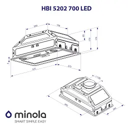 Витяжка повновбудована Minola HBI 5202 IV 700 LED - мініатюра 10