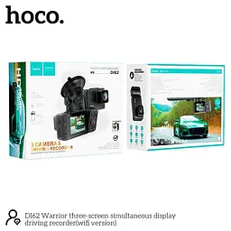 Відеореєстратор HOCO DI62 Warrior three-screen simultaneous display driving recorder (wifi version) |720p front/480p rear/480p - мініатюра 2