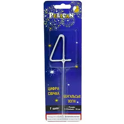 Бенгальська свічка-цифра "4" Pelican 860024 Срібло (2000990576804)