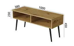 Тумба під ТВ Невада Ferrum-decor 45x100x38 Чорний метал ДСП Дуб Артізан 16 мм (FRD-106726) - мініатюра 4