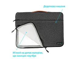Чохол для ноутбука Grand-X SLX 13″ Dark Grey (SLX-13D) - мініатюра 3