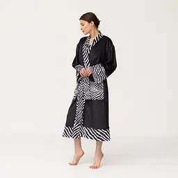Кімоно жіноче з плюшевого велюру Kimono Black and White Zebra 18367 L - мініатюра 6