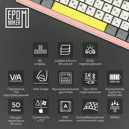 Клавіатура Epomaker Shadow-S Wisteria Linear Pink (SHS-P-WL) - мініатюра 6