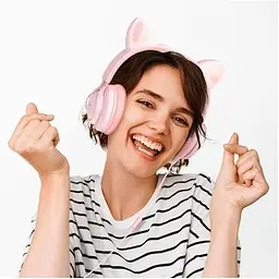Навушники Hoco Cat ear headphones with mic W36 блакитні 6931474770417 - мініатюра 6