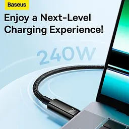 Кабель Baseus Tungsten Gold Fast Charging Data Cable Type-C to Type-C 240W, PD3.1, 1m - мініатюра 2