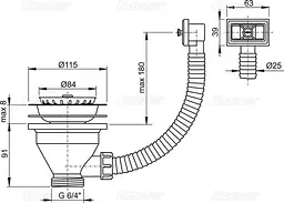 Зливний клапан для мийки Alcaplast A38 - мініатюра 2