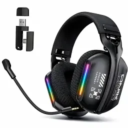 Бездротові ігрові навушники Onikuma GT808 геймерська Bluetooth гарнітура з мікрофоном та RGB Black (19118)
