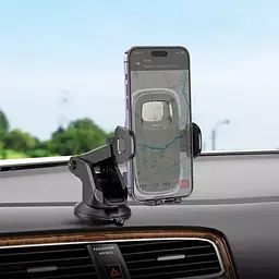 Кріплення для телефону Hoco H15 Fair push-type car holder center console чорний - мініатюра 2