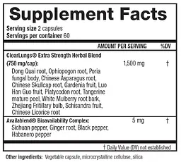 Комплекс для підтримки легенів RidgeCrest Herbals Clear Lungs Екстра Сила 120 гелевих капсул - мініатюра 2