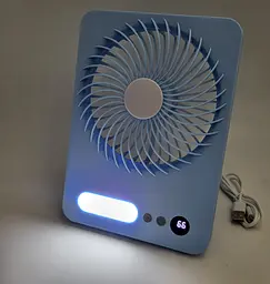 Вентилятор акумуляторний (знімний 18650) від USB Портативний настільний вентилятор з LED лампою підсвічуванням діаметр 16см для охолодження будинку та робочого місця Fan UKC - мініатюра 3