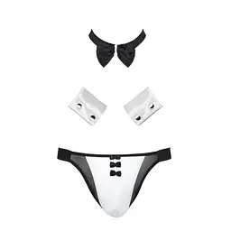 Комплект еротичної чоловічої білизни Passion 036 ALFRED L/XL Black, труси, комірець, манжети - мініатюра 5