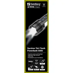 Ліхтарик-повербанк Sandberg Survivor 7 in 1 Torch Powerbank 5000 mAh XHP50 LED USB-C 5W - мініатюра 5