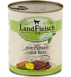 Консерви для собак LandFleisch Adult Dog mit Pansen und Reis (рубець, рис) 800 г