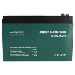 Батарея до ДБЖ LogicPower 12V 12Ah LP-6-DZM-12 (9172) - мініатюра 2
