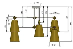 Люстра "Sia V6" PikArt арт. 5648 Золотий - мініатюра 3