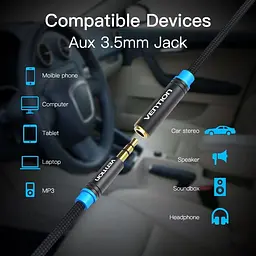 Кабель Vention 3.5мм/3.5мм M/F 0.5м Black VAB-B06-B050-M - мініатюра 4