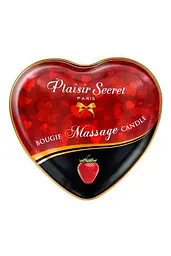 Масажна свічка сердечко Plaisirs Secrets Strawberry 35 мл - мініатюра 2